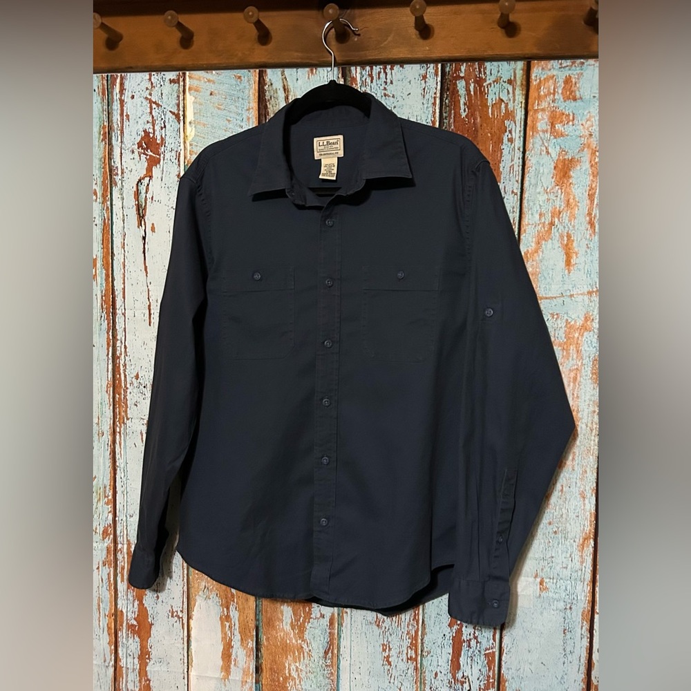 L.L. Bean Navy Long Sleeve Button Up Shirt